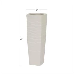 Brand new 😀 White Ceramic Contemporary Vase, 13" x 5" x 5" by Ivory and Iris 😀 -Cheap Ivory and Iris Store D490071S 5