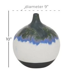 Buy ✨ White Ceramic Contemporary Vase, 10" x 9" x 9" by Ivory and Iris 🎉 -Cheap Ivory and Iris Store D490075S 5