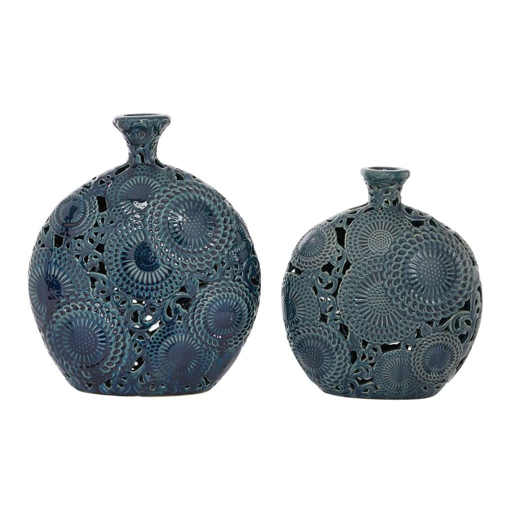 Wholesale ⌛ Set of 2 Blue Stoneware Eclectic Vase, 16", 13" by Ivory and Iris ❤️ 6 Wholesale ⌛ Set of 2 Blue Stoneware Eclectic Vase, 16", 13" by Ivory and Iris ❤️ - Image 6