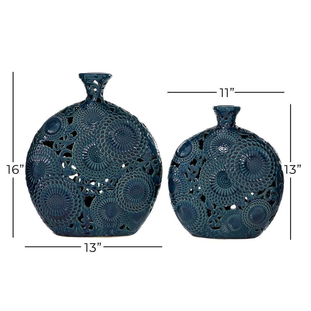 Wholesale ⌛ Set of 2 Blue Stoneware Eclectic Vase, 16", 13" by Ivory and Iris ❤️ 7 Wholesale ⌛ Set of 2 Blue Stoneware Eclectic Vase, 16", 13" by Ivory and Iris ❤️ - Image 7