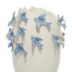 Best deal 👏 White Ceramic Coastal Vase, 12" x 9" x 9" by Ivory and Iris ⭐ -Cheap Ivory and Iris Store D490080S 5