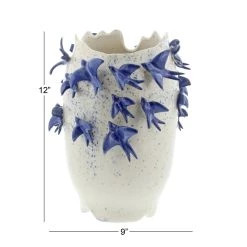 Best deal 👏 White Ceramic Coastal Vase, 12" x 9" x 9" by Ivory and Iris ⭐ -Cheap Ivory and Iris Store D490080S 7