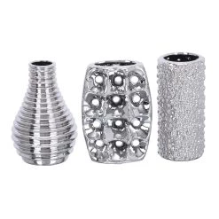 Coupon β€οΈ Set of 3 Silver Ceramic Glam Vase, 8" x 5" by Ivory and Iris π