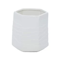 Wholesale 🛒 White Ceramic Contemporary Vase, 7" x 7" x 7" by Ivory and Iris 🧨