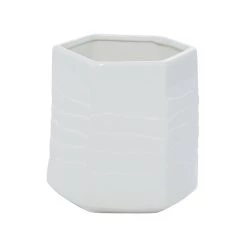 Wholesale 🛒 White Ceramic Contemporary Vase, 7" x 7" x 7" by Ivory and Iris 🧨 -Cheap Ivory and Iris Store D490088S 6