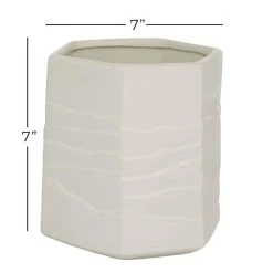 Wholesale 🛒 White Ceramic Contemporary Vase, 7" x 7" x 7" by Ivory and Iris 🧨 -Cheap Ivory and Iris Store D490088S 7