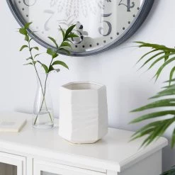 Wholesale 🛒 White Ceramic Contemporary Vase, 7" x 7" x 7" by Ivory and Iris 🧨 -Cheap Ivory and Iris Store D490088S 8