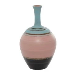 Promo 🎁 Pink Ceramic Contemporary Vase 15" x 9" x 9" by Ivory and Iris 🔥