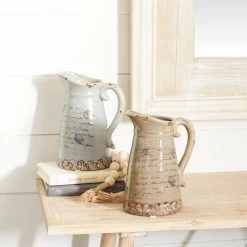 Wholesale 🔥 Set of 2 Light Brown Dolomite Vintage Vase, 7" x 10" by Ivory and Iris 💯 -Cheap Ivory and Iris Store D490092S 11