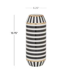 Hot Sale 😍 Black Ceramic Modern Vase, 16" x 6" x 6" by Ivory and Iris 🌟 -Cheap Ivory and Iris Store D490097S 5