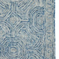 Brand new 🥰 Blue Wool Modern Hand Hooked Rug by Ivory and Iris 😉 -Cheap Ivory and Iris Store D491334S 2