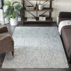 Hot Sale 👍 Blue Wool Modern Hand Hooked Rug by Ivory and Iris 😉 -Cheap Ivory and Iris Store D491351S 7