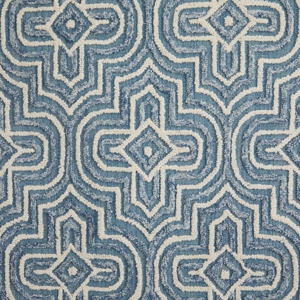 Outlet β¨ Blue Wool Modern Hand Hooked Rug by Ivory and Iris π 2 Outlet β¨ Blue Wool Modern Hand Hooked Rug by Ivory and Iris π - Image 2