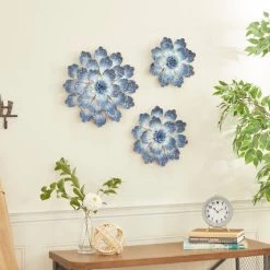 Promo 🤩 Blue Metal Coastal Wall Décor Set by Ivory and Iris 💯 -Cheap Ivory and Iris Store D491683S 7