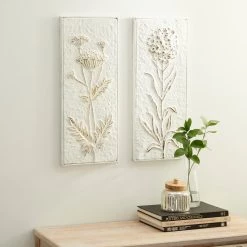 Cheapest 😍 23" White Metal Farmhouse Floral Wall Décor Set by Ivory and Iris 😍 -Cheap Ivory and Iris Store D491699S 9