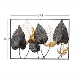 Coupon ❤️ 28" Black & Gold Contemporary Floral Wall Décor by Ivory and Iris ✔️ -Cheap Ivory and Iris Store D491734S 8