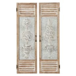 Best deal 🔥 52" Brown Farmhouse Shutter Wall Décor Set by Ivory and Iris ⭐ -Cheap Ivory and Iris Store D491738S 2