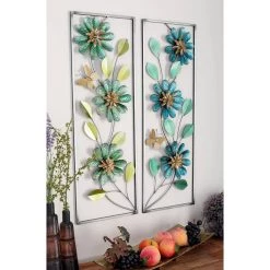 Cheap 🌟 35" Green Metal Floral Wall Décor Set by Ivory and Iris ❤️ -Cheap Ivory and Iris Store D491740S 5
