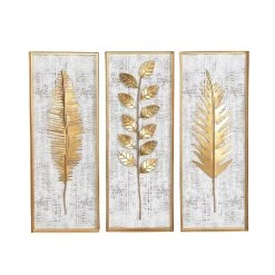 Brand new 😉 32" Gold Contemporary Floral Wall Décor Set by Ivory and Iris ✔️ -Cheap Ivory and Iris Store D491745S 2