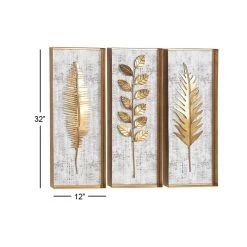 Brand new 😉 32" Gold Contemporary Floral Wall Décor Set by Ivory and Iris ✔️ -Cheap Ivory and Iris Store D491745S 7