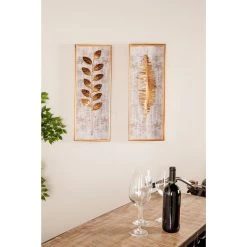 Brand new 😉 32" Gold Contemporary Floral Wall Décor Set by Ivory and Iris ✔️ -Cheap Ivory and Iris Store D491745S 9