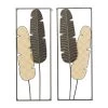 Wholesale 🧨 36" Gold Contemporary Feathers Wall Décor Set by Ivory and Iris ✨