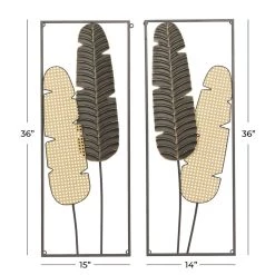 Wholesale 🧨 36" Gold Contemporary Feathers Wall Décor Set by Ivory and Iris ✨ -Cheap Ivory and Iris Store D491752S 6