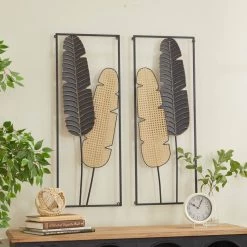 Wholesale 🧨 36" Gold Contemporary Feathers Wall Décor Set by Ivory and Iris ✨ -Cheap Ivory and Iris Store D491752S 7