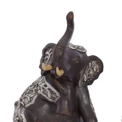 Best Sale 😉 7" Brown Polystone Eclectic Elephant Sculpture Set by Ivory and Iris 💯 -Cheap Ivory and Iris Store D492251S 8