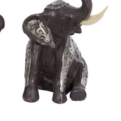 Best Sale 😉 7" Brown Polystone Eclectic Elephant Sculpture Set by Ivory and Iris 💯 -Cheap Ivory and Iris Store D492251S 9
