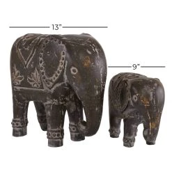 Best Pirce ❤️ Brown Ceramic Eclectic Elephant Sculpture Set by Ivory and Iris 👍 -Cheap Ivory and Iris Store D492266S 7
