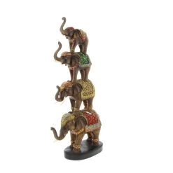 Best deal ❤️ 18" Brown Polystone Eclectic Elephant Sculpture by Ivory and Iris 😉 -Cheap Ivory and Iris Store D492269S 3