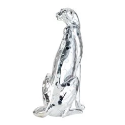 Best deal 🛒 23" Silver Eclectic Leopard Sculpture by Ivory and Iris 😉 -Cheap Ivory and Iris Store D492290S 4