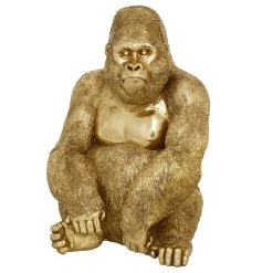 Best Sale ⌛ 15" Gold Traditional Gorilla Sculpture by Ivory and Iris 🎉