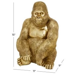 Best Sale ⌛ 15" Gold Traditional Gorilla Sculpture by Ivory and Iris 🎉 -Cheap Ivory and Iris Store D492313S 6