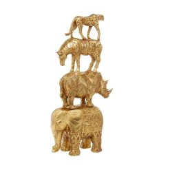 Best Sale β€οΈ 15" Gold Glam Stacked Animal Sculpture by Ivory and Iris π―