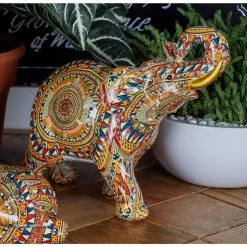 Wholesale 🔥 9" Orange Eclectic Elephant Sculpture by Ivory and Iris ❤️ -Cheap Ivory and Iris Store D492328S 7