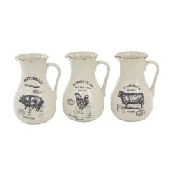 Best deal 😀 Set of 3 White Porcelain Farmhouse Vase, 7" x 10" by Ivory and Iris 👏