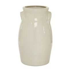 Hot Sale 🥰 White Ceramic Farmhouse Vase, 13" x 8" x 8" by Ivory and Iris 😉 -Cheap Ivory and Iris Store D492371S 4