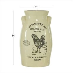 Hot Sale 🥰 White Ceramic Farmhouse Vase, 13" x 8" x 8" by Ivory and Iris 😉 -Cheap Ivory and Iris Store D492371S 5