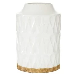 Buy 🎁 White Porcelain Contemporary Vase, 8" x 12" by Ivory and Iris 🧨
