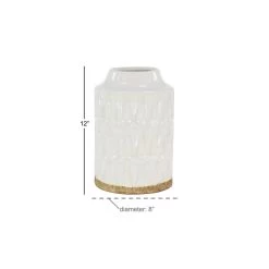 Buy 🎁 White Porcelain Contemporary Vase, 8" x 12" by Ivory and Iris 🧨 -Cheap Ivory and Iris Store D492378S 6