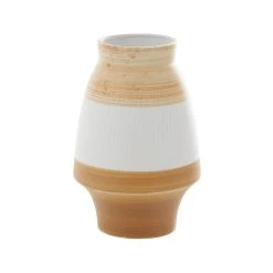 Cheapest 😉 Tan Ceramic Coastal Style Vase, 13" x 9" x 9" by Ivory and Iris 🎉
