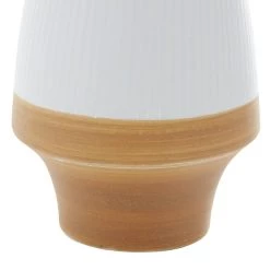 Cheapest 😉 Tan Ceramic Coastal Style Vase, 13" x 9" x 9" by Ivory and Iris 🎉 -Cheap Ivory and Iris Store D492379S 5