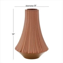 Buy 🔥 Rust Ceramic Modern Vase, 13" x 9" x 9" by Ivory and Iris ✨ -Cheap Ivory and Iris Store D492380S 6