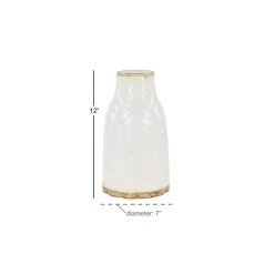 Budget 🤩 Set of 2 White Porcelain Contemporary Vase, 7" x 12" by Ivory and Iris ✨ -Cheap Ivory and Iris Store D492381S 3