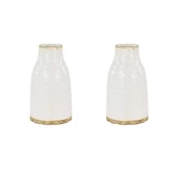 Budget 🤩 Set of 2 White Porcelain Contemporary Vase, 7" x 12" by Ivory and Iris ✨ -Cheap Ivory and Iris Store D492381S 6