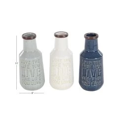 Hot Sale 🥰 Set of 3 Multi Colored Porcelain Farmhouse Vase, 5" x 11" by Ivory and Iris 😀 -Cheap Ivory and Iris Store D492384S 6