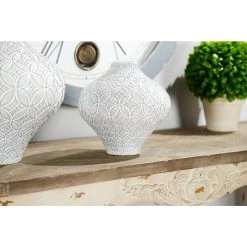 Hot Sale 🛒 White Porcelain Coastal Style Vase, 9" x 10" by Ivory and Iris ⭐ -Cheap Ivory and Iris Store D492387S 6