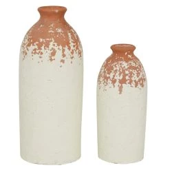 Flash Sale 🎁 Set of 2 White Ceramic Coastal Style Vase, 10", 13.25" by Ivory and Iris 😀